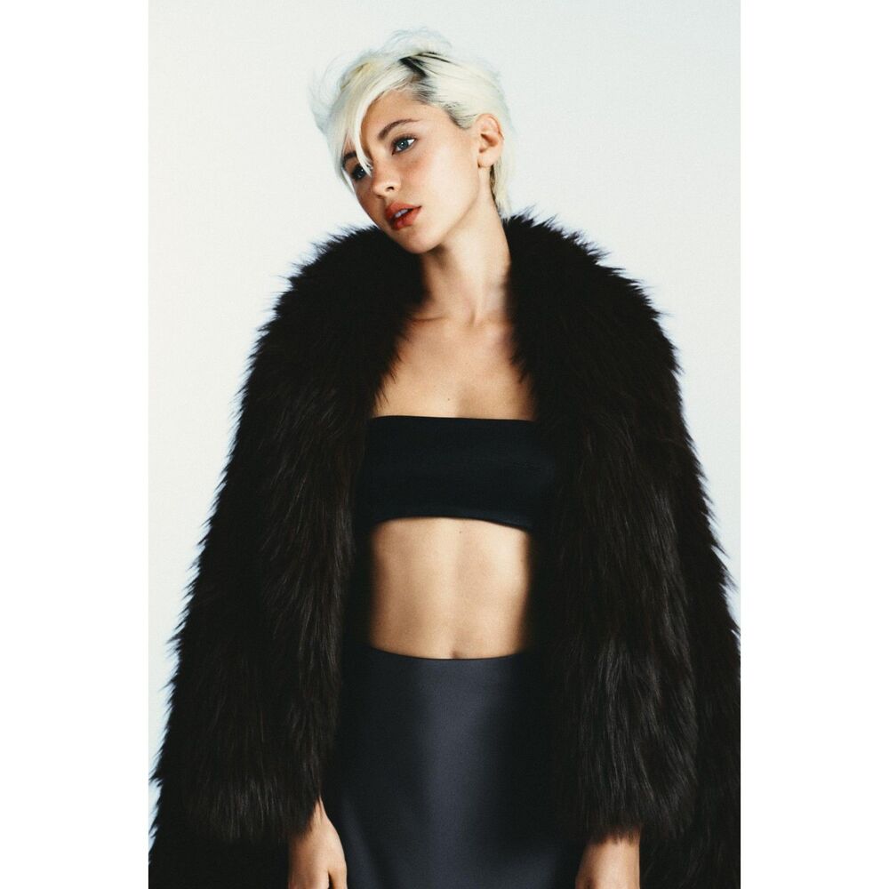 NWT Zara Short Faux Fur Coat Brown Size M Sold Out Luxe Jacket